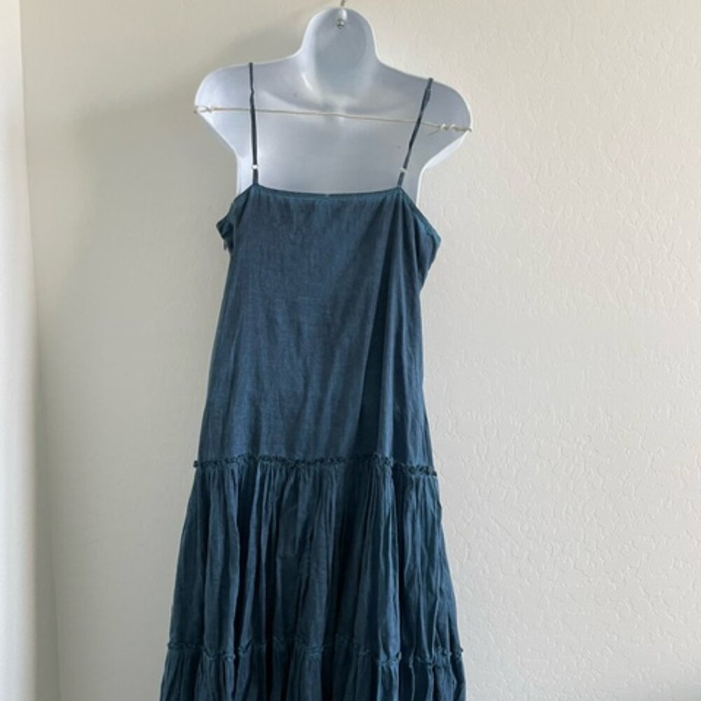 Lauren by Ralph Lauren Lace Trim Tiered Indigo Blue Boho sleeveless Dress 6 - Picture 3 of 6